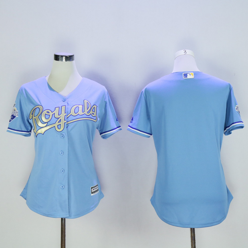 Women Kansas City Royals Blank Light Blue Champion MLB Jerseys